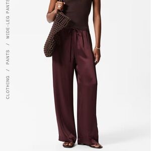 Elegant Burgundy Women's satin trousers
